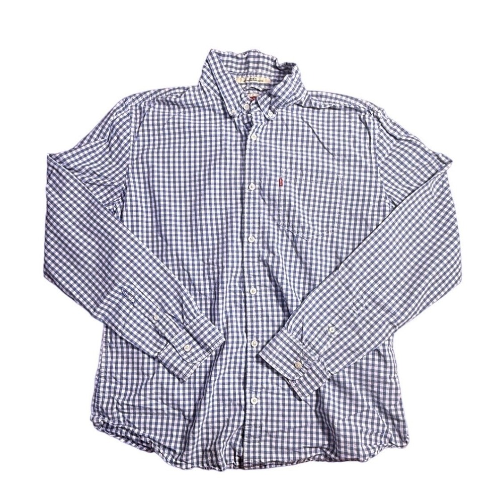 Levis Mens Modern Fit Gingham Button Down Shirt Blue White XL S40109 AD-2241